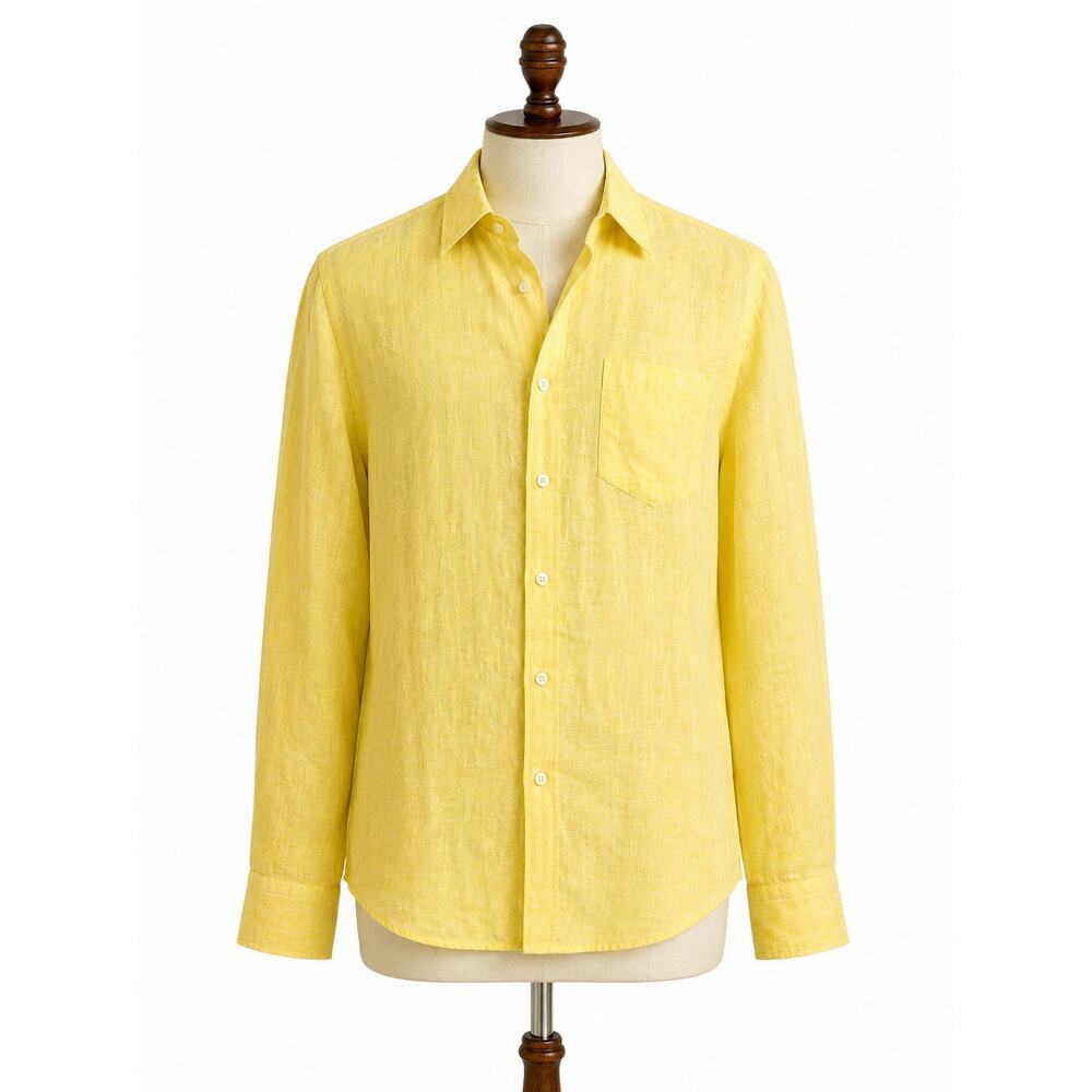 Vilebrequin Yellow 100% Linen Button Up Shirt XL